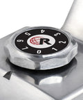 Close-up of Deluxe Knee Kicker For Carpet Stretching With Foam Knee Pad Impact Guard, adjustment dial visible