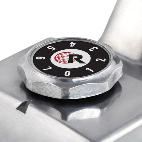 Close-up of Deluxe Knee Kicker For Carpet Stretching With Foam Knee Pad Impact Guard, adjustment dial visible