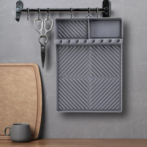 Griddle Mat For Outdoor Grills, Silicone Side Shelf Mat And Drip Pad, 16 By 11.5 Inches, Nonstick Barbecue Caddy in gray.