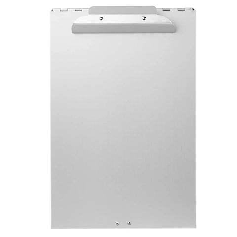 Front view of Heavy Duty Metal Clipboard With Dual Storage Compartments Holds 250 Sheets Letter Size Aluminum Clipboard