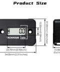 Self Powered Digital Tach Hour Meter With LCD Inductive Tachometer And Waterproof RPM Counter For Gas Engines Like Lawn Mowers, Motorcycles, Snowmobiles, Generators, 2 Stroke And 4 Stroke Equipment, 54mm size