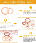 Copper Washers Kit 228-Piece Set Must-Have 10 Sizes M5 M6 M8 M10 M12 M14 M16 Flat And Sealing for hardware and plumbing