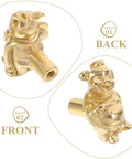 Vintage Brass Pig Shaped Drawer Pulls Chinese Style Decorative Cabinet Handles For Small Drawers Dressers Wardrobes And Storage Boxes Retro Hardware With Easy Maintain Shine, showing front and back views.