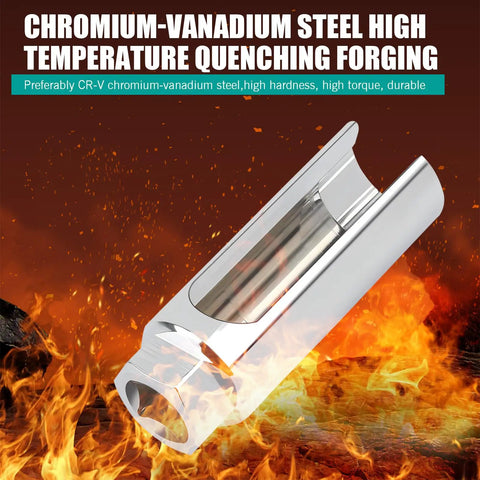 Oxygen Sensor Socket Wrench For Easy Dismantling I Type 45 Steel Rustproof Hex Head Induction Sensor Disassembly Tool in silver finish