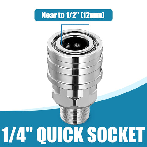 Stainless steel 1/4 inch quick-connect socket pressure washer adapter with male NPT end