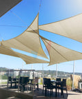 Beige 24 By 24 By 24 Sun Shade Sail With A Ring Wire Rope Triangle For Deck Backyard And Patio Outdoor Shade Cover in HDPE fabric