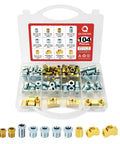 Get Your Ride Rocking With This Ultimate 104Pcs Brake Line Fittings Kit Featuring High Temp Brass Nuts Unions And Tees For 3/16 Inch 1/4 Inch Lines That Last A Lifetime Without Rust Or Leaks. brass and steel brake line fittings kit, 104-piece organizer case