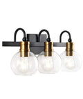 21.5 Inch Black And Brass Gold Vintage Wall Sconce With Clear Glass Globe Shade Sleek Industrial Arched LED Vanity Light
