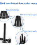 Massive 500 Piece M3 Countersunk Head Socket Cap Screws Set 4 6 8 10 12 14 16 20mm Fully Threaded Ten Nine Grade Black Alloy