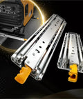 Heavy Duty Drawer Slides 1 Pair Sliding Door Hardware With Built Tough Ultra Quiet Glide Full Extension Ball Bearing Rails Rust Resistant Electroplated And Powder Coated Finish For Cabinets, shown open