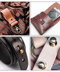 Pro-Level Gear 64 Set Metal Button Studs With Screwback Design In 4 Sick Colors Including Antique Bronze Gunmetal Platinum And Gold For Serious Diy Projects Jewelry Making Leather Work Heavy Duty Steel Hardware That Hits Different, showcasing leather straps and wallet with studs.
