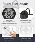 Matte Black Two Light Bathroom Vanity Light Fixtures Over Mirror With Clear Glass Shades Industrial Wall Sconces For Bathroom