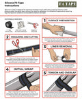 Instructions for using Emergency DIY Self-Fusing Silicone Tape For Quick Pipe And Radiator Hose Repairs Waterproof Electrical Insulation And Permanent Bonding 1 Inch By 36 Feet By 20 Mil Black.