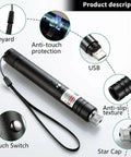 Green Laser Pointer And Tactical Flashlight Set With USB Recharge 2000 Meter Long Range High Power Handheld Light showing features