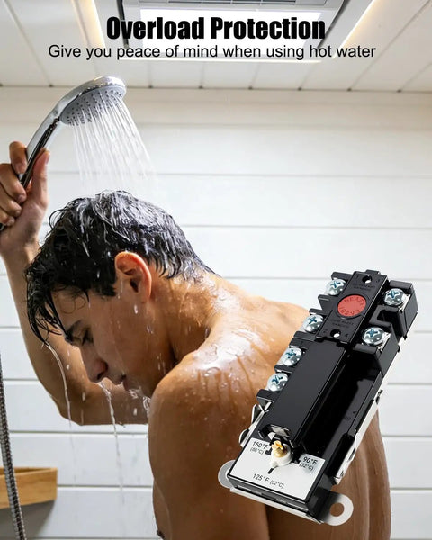 RV Water Heater Electric Conversion Kit 120V 6 Gallon Hybrid Heating System Converts LP Gas To Electric with overload protection.