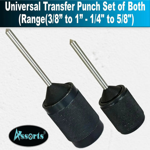 Pro Grade Universal Transfer Punch And Aligner Tool Set For Machining And Fabrication Work With Self Centering Hole Locator In Hardened Steel Precision Marking Kit Includes Small One Quarter To Five Eighths Inch And Large Three Eighths To One Inch