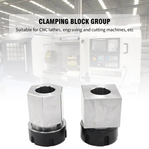 ER-32 Collet Chuck Block Set for CNC Lathe and Engraving Gear, hardened steel square and hex holders for multi-angle drilling.