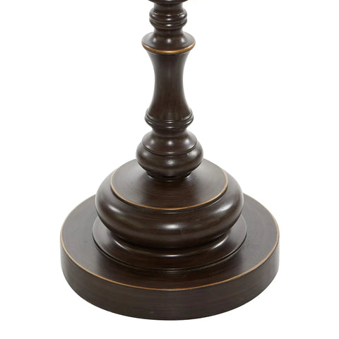 Base of Polystone Floor Lamps Set Of 3 With Drum Shades In Brown Finish, showing traditional design and solid construction detail.