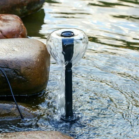 LED Fountain Pump With Lights Submersible Water Pump For Aquarium Pond Garden Backyard 10W 160GPH 600L/H in use by rocks