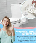 Heavy Duty Toilet Seat Screws Replacement Kit With Two Rapid Adjust Lifters And Heavy Plastic Bolts Nuts Washers displayed on a toilet.