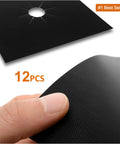 Close-up of black 14 Pack Stove Burner Covers Double Thickness Reusable Non Stick Heat Resistant Gas Range Protectors for Kitchen