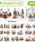 Forest Deer Theme Cup Printing UV Transfer Paper Set Ten Styles For 16 Ounce Glass Cups Includes PVC DIY Transfer Stickers