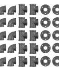 Three Quarter Inch Cast Iron Pipe Fittings Set 30 Piece Kit With Ten Elbows Ten Tees And Ten Flanges Built For Diy Projects