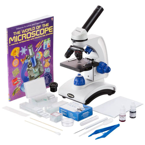 Beginner Microscope Kit With Dual LED Lights 40X To 1000X Magnification For Kids And Students Includes Complete Accessory Kit and Book