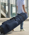 APTY padded golf club travel bag with wheels, blue 1680D wear-resistant Oxford fabric.