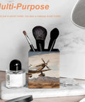 Dope PU Leather Pen Holder Desk Organizer Pencil Cup For Office Supplies With Soft Flannel Interior and makeup brushes inside