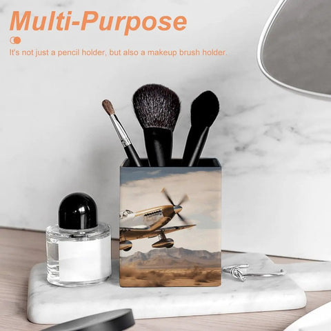 Dope PU Leather Pen Holder Desk Organizer Pencil Cup For Office Supplies With Soft Flannel Interior and makeup brushes inside