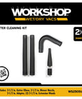Gutter Cleaning Kit For Wet Dry Vacuums With 2-1/2 Inch Hose, showing two extension wands and a 90 degree elbow attachment.