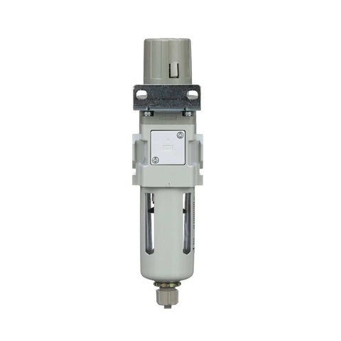 Air Filter Regulator Piggyback Combo 3/8 NPT With Metal Bowl Manual Drain Gauge And Bracket For Pneumatic Systems Easy Install 10-Micron Element 0-150 PSI 50 SCFM At 90 PSI