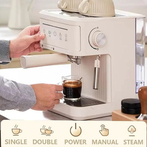 Touchscreen Espresso Coffee Machine Featuring Built In Milk Frother Semi Automatic Brewer And High Pressure Pump for single espresso shot.