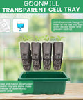 Ultimate Seed Starter Tray Kit With Grow Lights For Easy Seed Starting, showing transparent cell tray with seedlings.