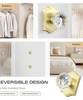 Gold Finish Single Sided Push Pull Door Handle Set 4 Pack Non Locking Heavy Duty Zinc Alloy Easy Install For Cabinets Closets And Interior Doors With Sleek Crystal Look, reversible design