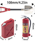 1 To 10 RC Scale Fire Extinguishers Mini Fuel Tank And Metal Shovel Decoration Set for Traxxas TRX4 Axial SCX10 models