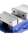 Close-up of Heavy Duty Shop Ready 6 Inch Bench Vise With Seamless 360 Swivel Base and Rock Solid Clamping Force.