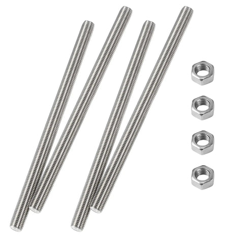 Heavy Duty M5 X 250mm Fully Threaded Stainless Steel Rods With Right Hand Threads 0.8mm Pitch For Anchor Bolts Clamps Hangers And U Bolts 4 Pack With Nuts