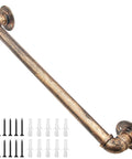 Straight Up Two Foot Wall Handrail For Indoor Staircases And Lofts Featuring 1.25 Inch Galvanized Steel Pipe with brushed brass finish and mounting accessories.