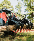 72 Inch Manure Tine Grapple Bucket Attachment With SSQA Hay Spear Frame And Double Grapple Rake Arms For Heavy Duty Clamping Power And 3000 PSI Twin Cylinders Do It All On The Farm gripping log