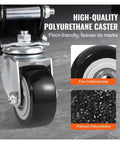 Badass Heavy Duty Workbench Caster Set Of 4 With Two And Half Inch Retractable Urethane Wheels and steel foot pedal, showcasing premium poly wheel.
