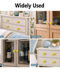 Super Legit And Totally Dope Four Piece Set Of Yellow Starfish Drawer Knobs Built With Heavy Duty Zinc Alloy And Glossy Ceramic For Quick Coastal Bedroom Vanities And Beach House Cabinet Revamps on various furniture.