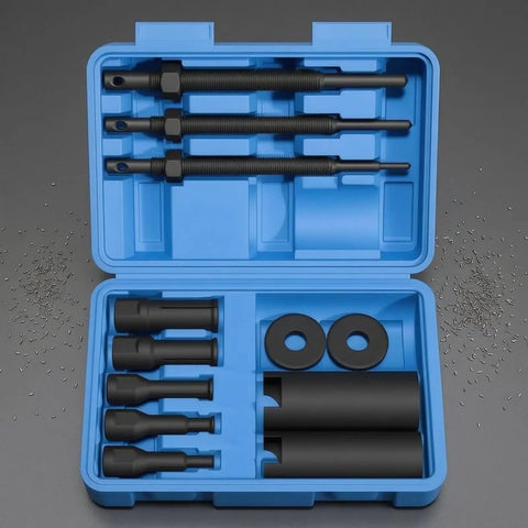 Pro Bearing Puller Kit For Inner Housing Removal With Case Darkened Finish For Car Moto EV Repair Includes Rods Sleeves Tubes Washers Fits Nine To Twenty Three mm Inner Diameter Solid Build open case