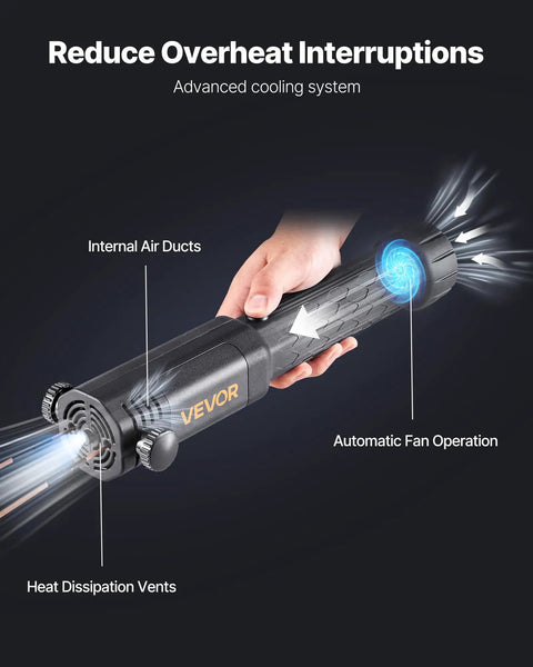 Induction Heater Bolt Removal Kit 1100W 110V Handheld Nut Buster with cooling system, heat dissipation vents, and fan operation.