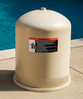 Tank Lid Replacement For Pentair FNS Plus FNSP60 180009 60 Sq Ft DE Cartridge Filter Cover next to a pool