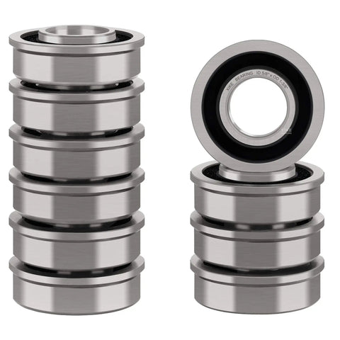Ten Pack Flanged Deep Groove Ball Bearings 5/8 Inch Bore By 1-3/8 Inch Hub Chrome Steel Sealed for heavy-duty equipment