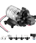 12V RV Water Pump Self Priming With 4 GPM At 45 PSI And Pressure Switch Plug And Play Kit With Hoses Debris Filter Manual for RVs Boats