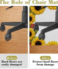 Non Slip Round Furniture Pad For Hardwood Floors With Printed Fabric Top Durable Polyester 0.23 Inch Thick Keeps Furniture From Sliding And Scratches shown protecting floors from chair wheels damage.