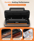 95Kpa Vacuum Sealer Machine With Full Auto Operation And Double Heat Seal Built In Cutter open view showing widened heating strap
